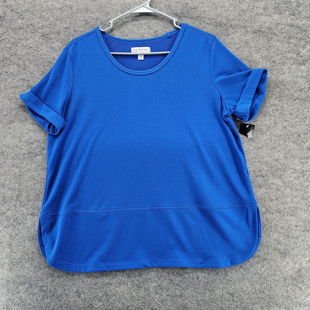 Kim Rogers Shirt Womens Medium Short Sleeve Blue